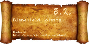Bienenfeld Koletta névjegykártya